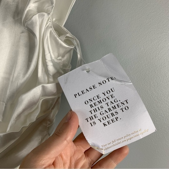 Alamour Roberta Dress Satin Ruched Bridal Mini White NWT Draped Fitted XS - Picture 6 of 15